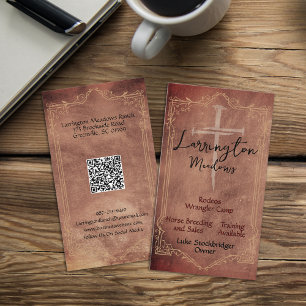 Carte de visite QR Code Ranch Équestre Élégant Cro