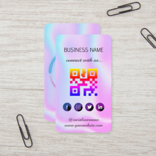 Carte de visite QR Code Réseaux Sociaux Holographi