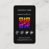 Carte de visite QR Code Réseaux Sociaux Noir (Devant)