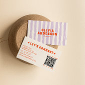 Carte De Visite QR Code Retro Boho Super Funky Unique tendance Fun