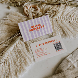 Carte De Visite QR Code Retro Boho Super Funky Unique tendance Fun