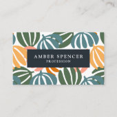 CARTE DE VISITE QR CODE RETRO FEUILLES SUPER BOTANIQUE (Devant)