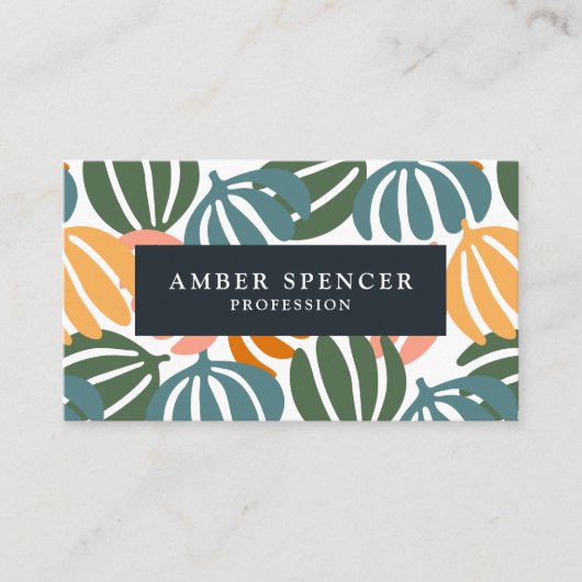 CARTE DE VISITE QR CODE RETRO FEUILLES SUPER BOTANIQUE (Devant)