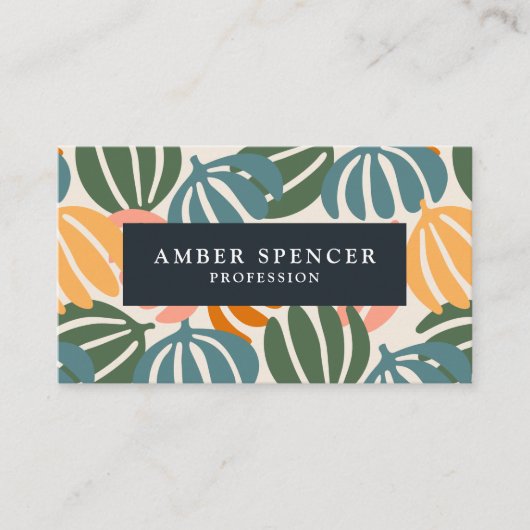 CARTE DE VISITE QR CODE RETRO FEUILLES SUPER BOTANIQUE (Devant)