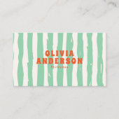 Carte De Visite QR Code Retro Green Boho Super unique tendance amu (Devant)