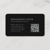 Carte De Visite QR Code Roofing Business Black Silver Rounded (Dos)