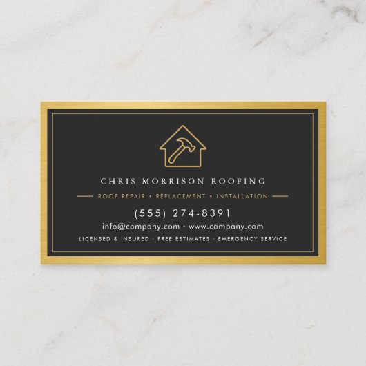 Carte De Visite QR Code Roofing Construction Services (Devant)