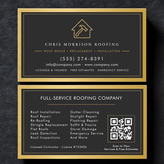 Carte De Visite QR Code Roofing Construction Services 