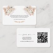 Carte De Visite QR Code Rose blanche Pampas Mariage de graisse sit (Devant / Derrière)