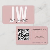Carte de visite QR Code rose | Carte élégante à sc (Devant / Derrière)