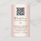 Carte De Visite QR Code Rose de fraise Gold Confection Sweet (Dos)