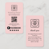 Carte De Visite QR code rose | Lien de retour de commentaires pers (Devant / Derrière)