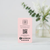 Carte De Visite QR code rose | Lien de retour de commentaires pers (Debout devant)