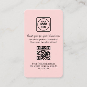 Carte De Visite QR code rose   Lien de révision personnalisé pour 