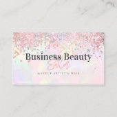 Carte De Visite QR Code Rose Parties scintillant or Holographique  (Devant)