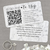 Carte De Visite QR Code RSVP Wedding Faux Marble Enclosure Card