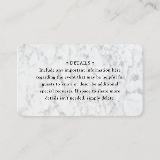 Carte De Visite QR Code RSVP Wedding Faux Marble Enclosure Card (Dos)