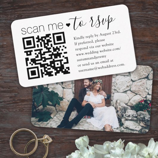 Carte De Visite QR Code RSVP Wedding Website Photo Enclosure Card