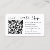Carte De Visite QR Code RSVP Wedding Website Photo Enclosure Card (Devant)