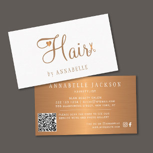 Carte De Visite QR CODE salon de coiffure or glam métallique coiff