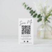 Carte De Visite Qr code scan black white simple social logo (Debout devant)