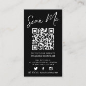 Carte De Visite Qr code scan noir monotone simple logo social (Devant)