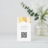 Carte De Visite QR Code Scan Website Gold Modern Fringe (Debout devant)