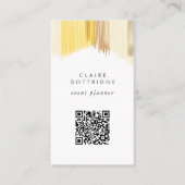 Carte De Visite QR Code Scan Website Gold Modern Fringe (Devant)