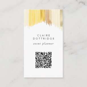 Carte De Visite QR Code Scan Website Gold Modern Fringe