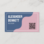 Carte de visite QR code scannable bleu et rose de (Devant)