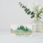 Carte De Visite QR Code Scannable Lake Aquarelle extérieure (Debout devant)