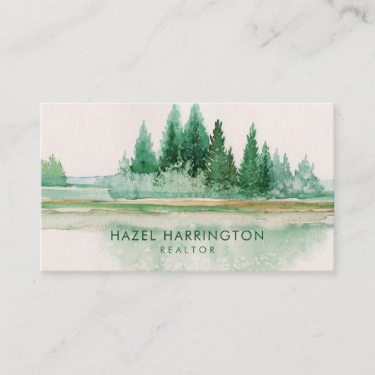 Carte De Visite QR Code Scannable Lake Aquarelle extérieure (Devant)