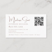 Carte De Visite QR Code Scannable Monogramme professionnel moderne (Dos)