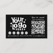 Carte De Visite QR Code scanner médias sociaux Black Business Logo (Devant)