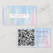 Carte De Visite QR Code scanner Soft Pastels Aquarelle Salon (Devant / Derrière)