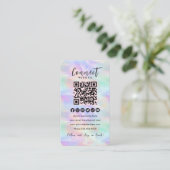 Carte De Visite QR Code Se Connecter Avec Nous Iridescente Opal De (Debout devant)
