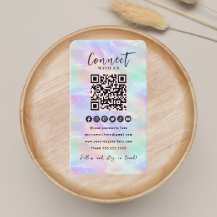 Carte De Visite QR Code Se Connecter Avec Nous Iridescente Opal De