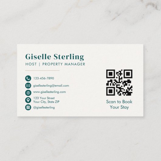 Carte De Visite QR Code Short Term Rental Property Manager (Dos)