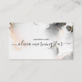 Carte De Visite QR Code Sig Black Gold Blush Aquarelle Agate (Devant)