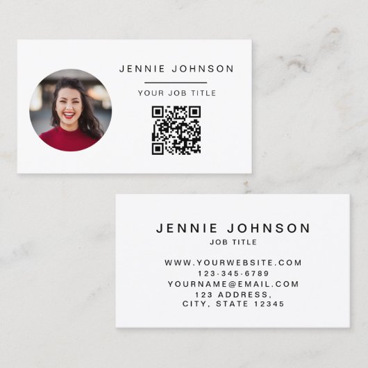 Carte de visite QR CODE simple et moderne (Devant / Derrière)