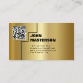 Carte De Visite QR Code Simple Gold & Black Real Estate Agent (Dos)