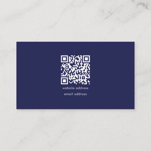 Carte De Visite QR Code Simple Marine Bleu Moderne Logo d'entrepri (Dos)