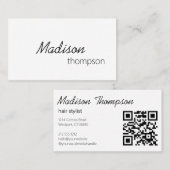 Carte De Visite QR Code Simple Minimal Moderne Professionnel (Devant / Derrière)