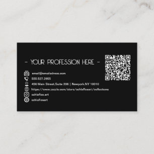 Carte De Visite QR Code Simple Moderne Minimal Instagram Noir