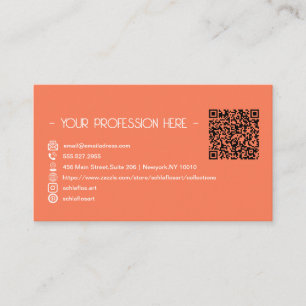 Carte De Visite QR Code Simple Moderne Minimal Orange Instagram