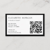 Carte De Visite QR Code Simple moderne Noir Blanc Monogramme (Dos)