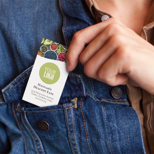 Carte De Visite QR Code Simple Photo et Logo Vert