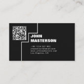 Carte De Visite QR Code Simple White & Black Real Estate Agent (Dos)