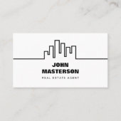 Carte De Visite QR Code Simple White & Black Real Estate Agent (Devant)