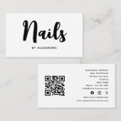 Carte De Visite QR Code Social Media Nail Technicien Technique Art (Devant / Derrière)